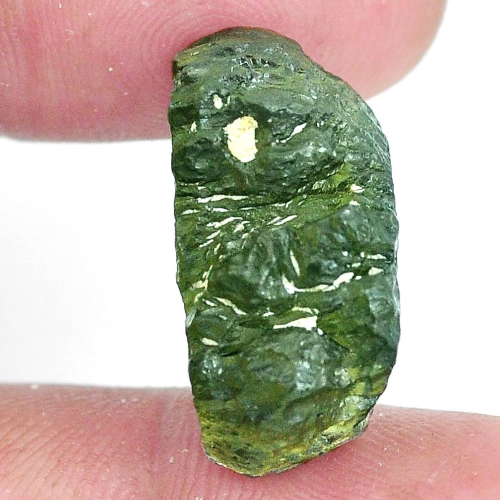 Natural 13.45cts moldavite (genuine czech) rough 22.5x11mm loose gemstone s10757