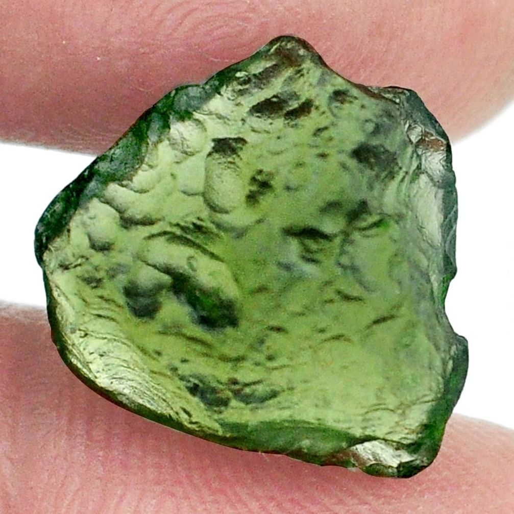 Natural 8.45cts moldavite green rough 15x14 mm fancy loose gemstone s13618
