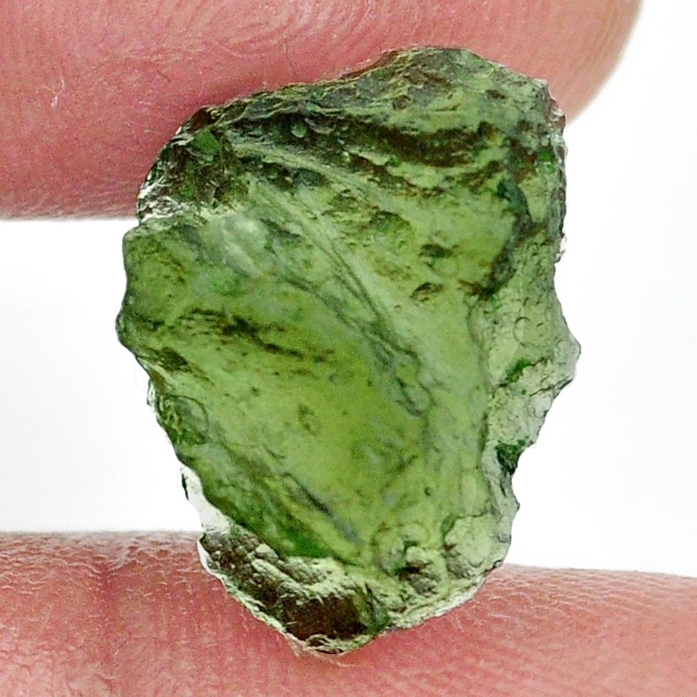 Natural 7.35cts moldavite green rough 16x12 mm fancy loose gemstone s13665