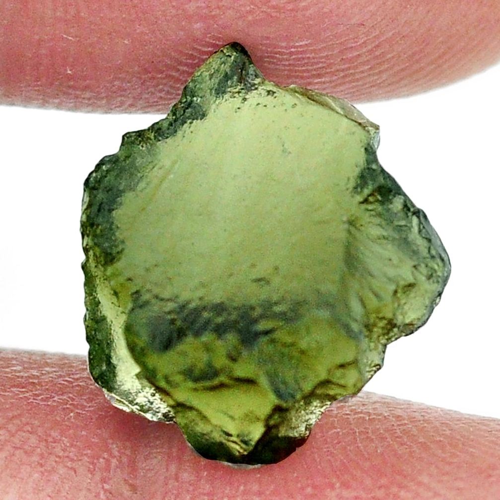 Natural 9.35cts moldavite green rough 16x14 mm fancy loose gemstone s13658