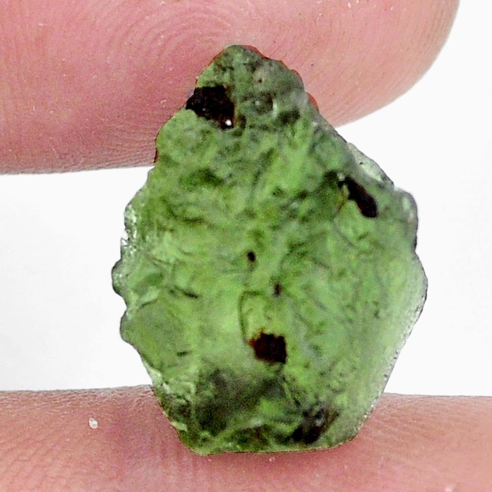 Natural 10.15cts moldavite green rough 17x13 mm fancy loose gemstone s10737