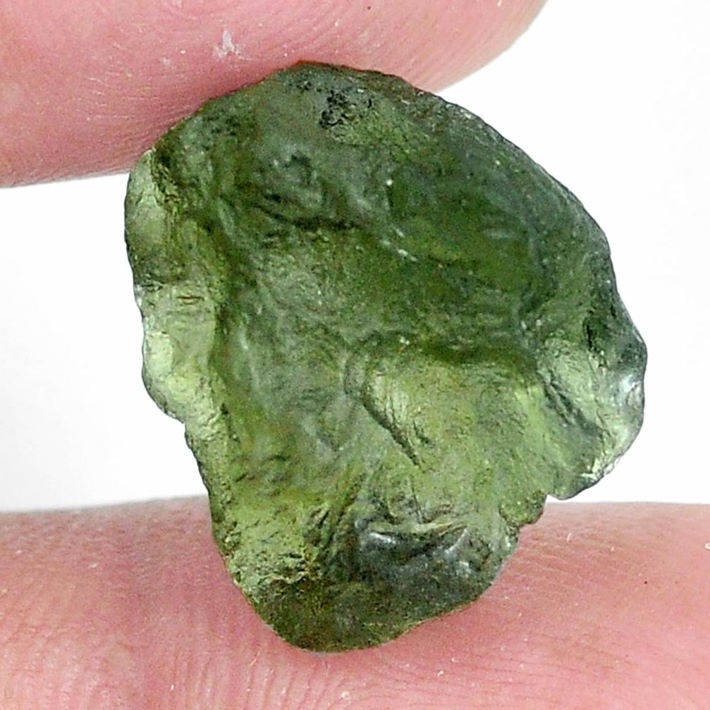 Natural 14.45cts moldavite green rough 17x13 mm fancy loose gemstone s10770