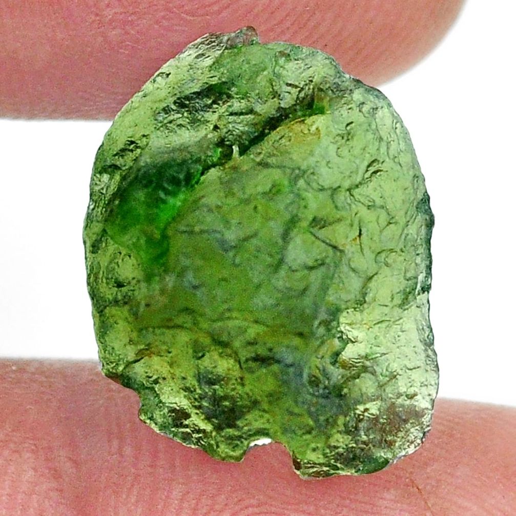 Natural 9.35cts moldavite green rough 17x13 mm fancy loose gemstone s13610