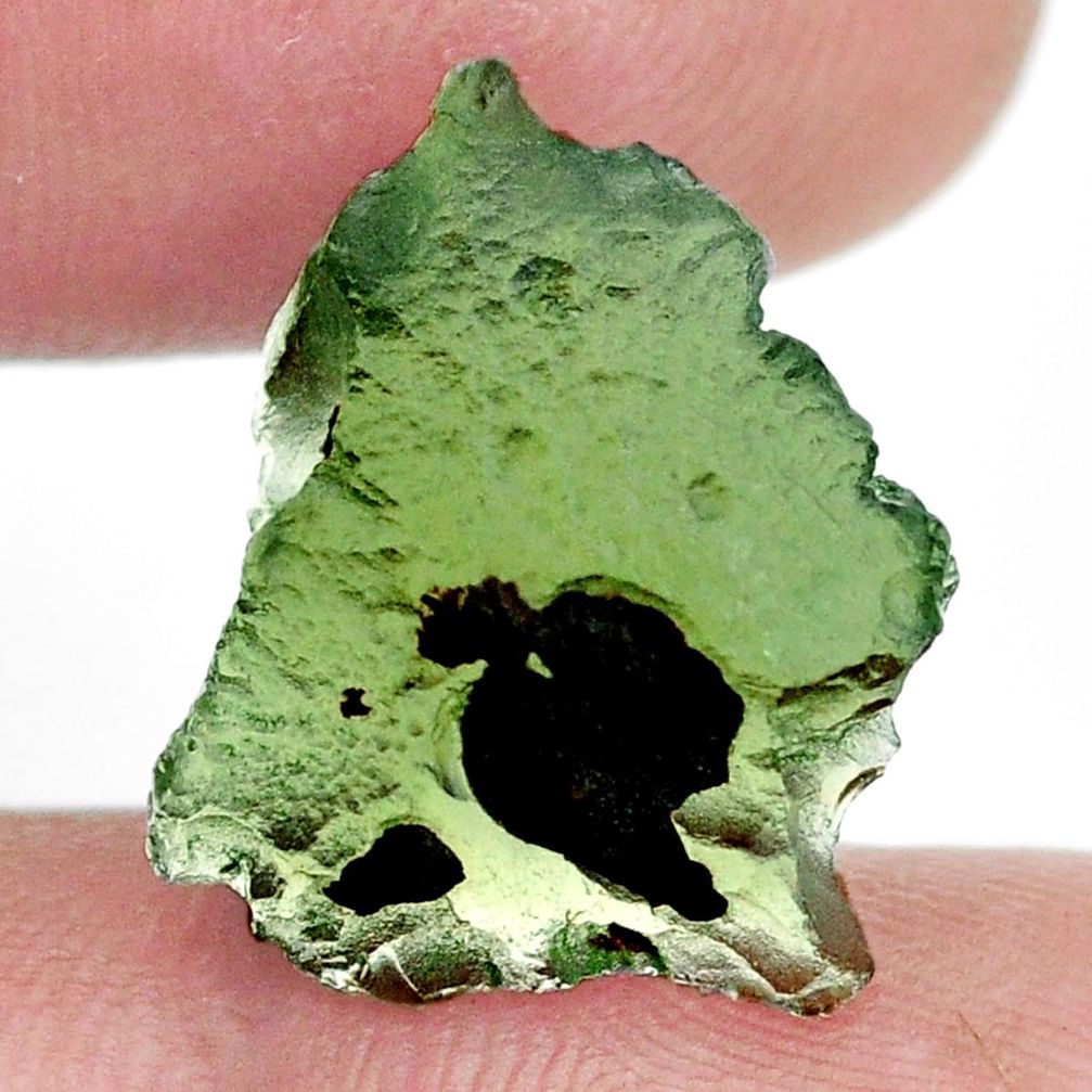Natural 8.45cts moldavite green rough 18x14 mm fancy loose gemstone s13613