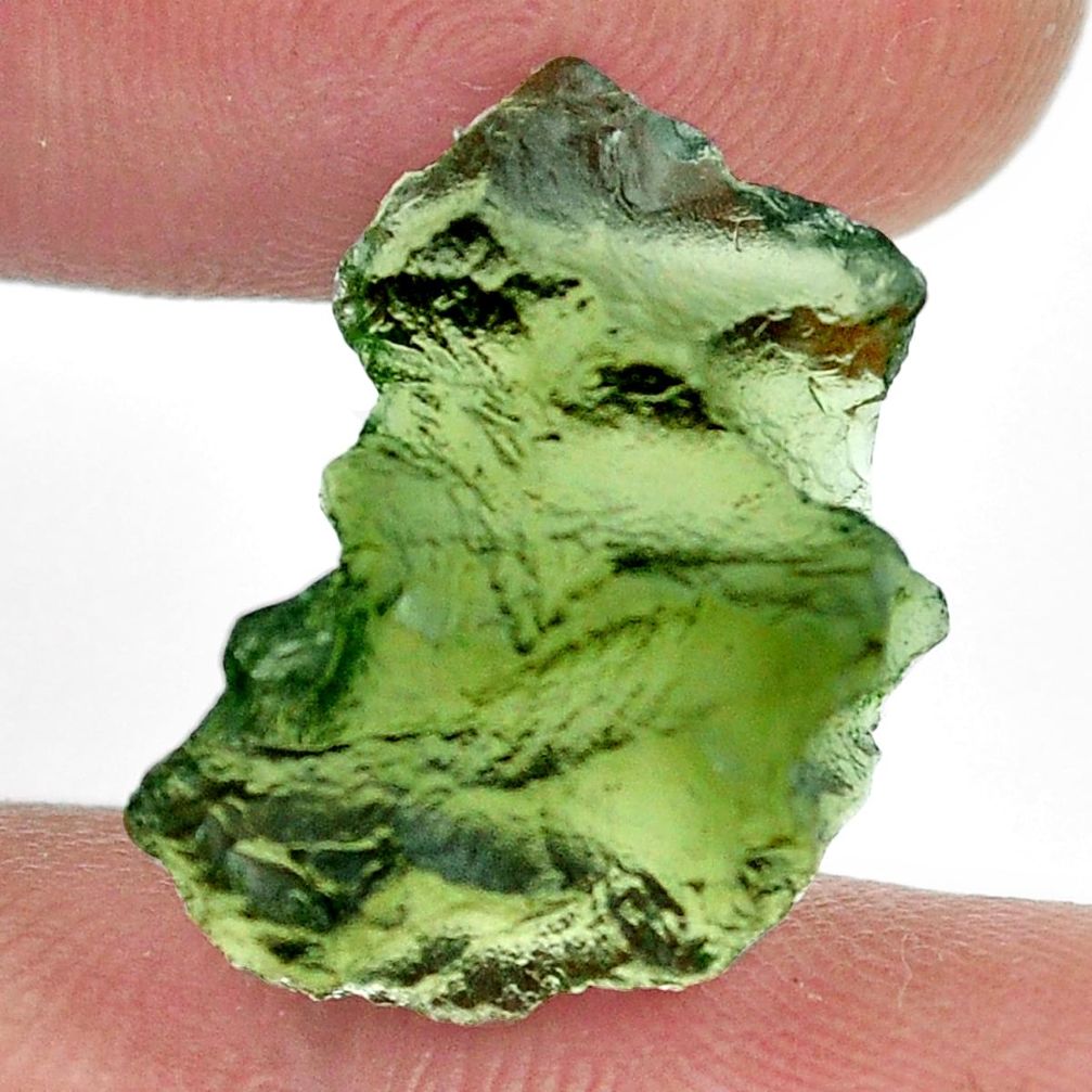 Natural 8.45cts moldavite green rough 19x12 mm fancy loose gemstone s13620