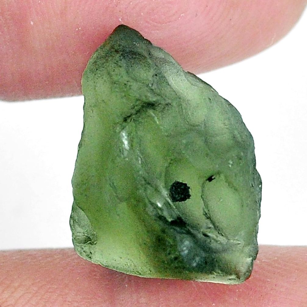 Natural 11.25cts moldavite green rough 19x13 mm fancy loose gemstone s10733