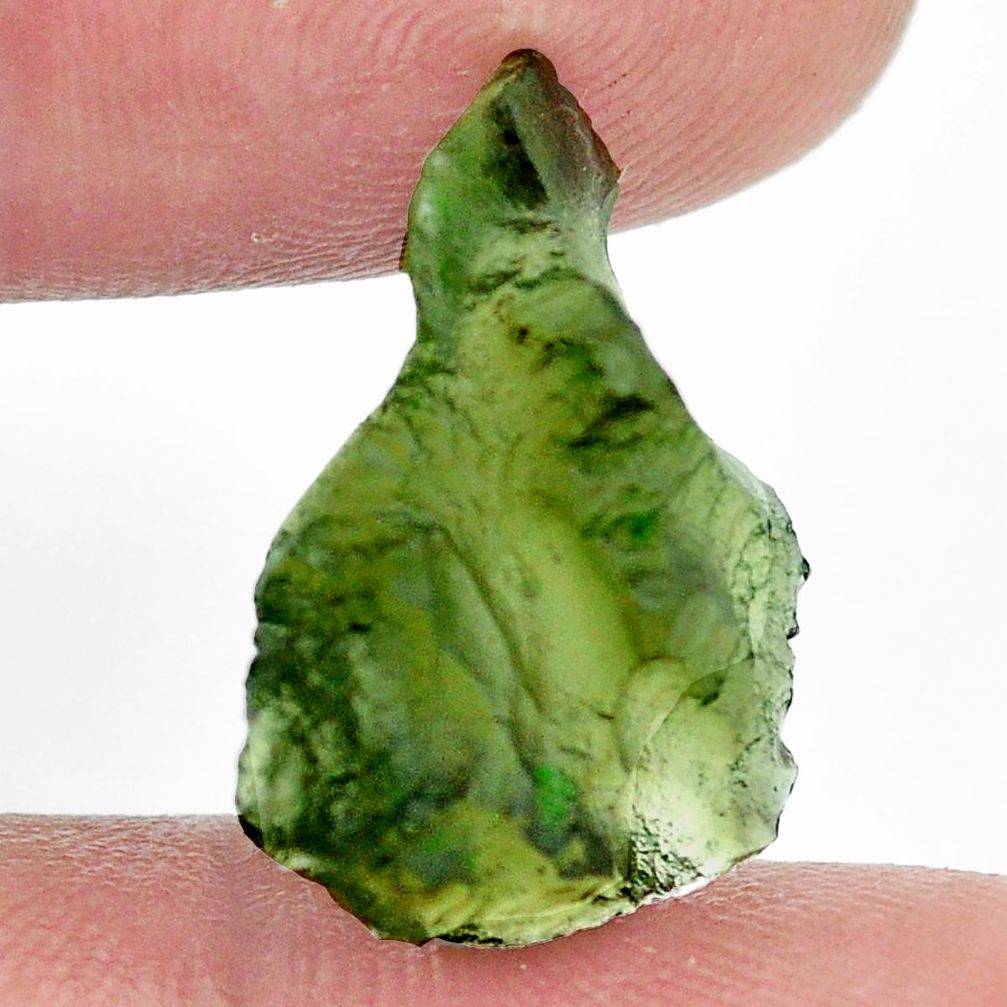 Natural 8.45cts moldavite green rough 19x13 mm fancy loose gemstone s13640