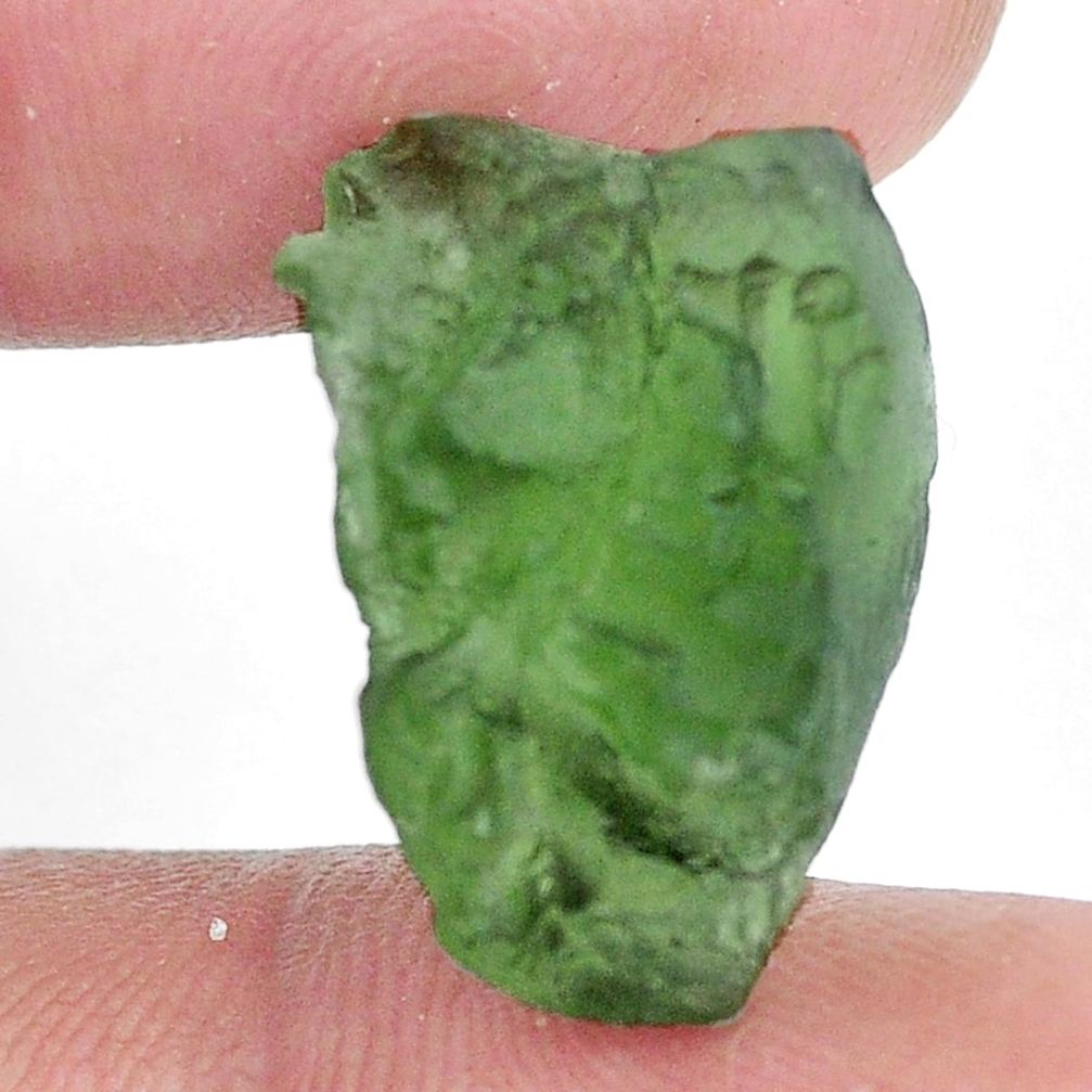 Natural 13.45cts moldavite green rough 19x14 mm fancy loose gemstone s10736