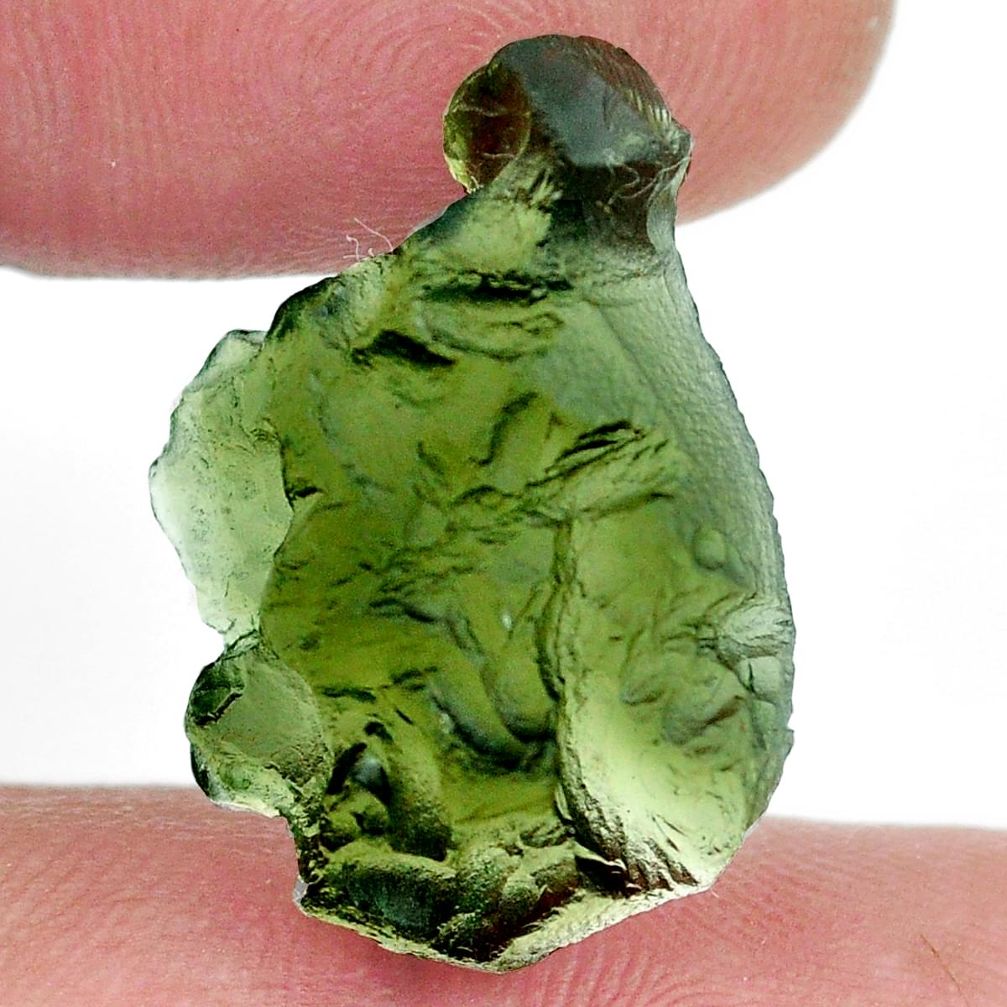 Natural 12.40cts moldavite green rough 23.5x16 mm fancy loose gemstone s13609