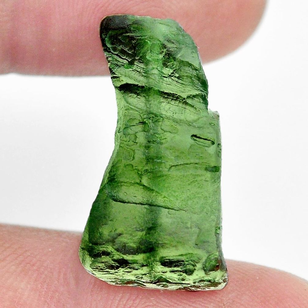 Natural 12.40cts moldavite green rough 24x12.5 mm fancy loose gemstone s13631