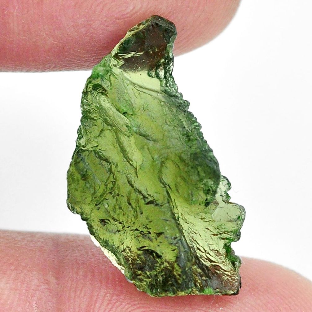 Natural 12.15cts moldavite green rough 24x13 mm fancy loose gemstone s13645