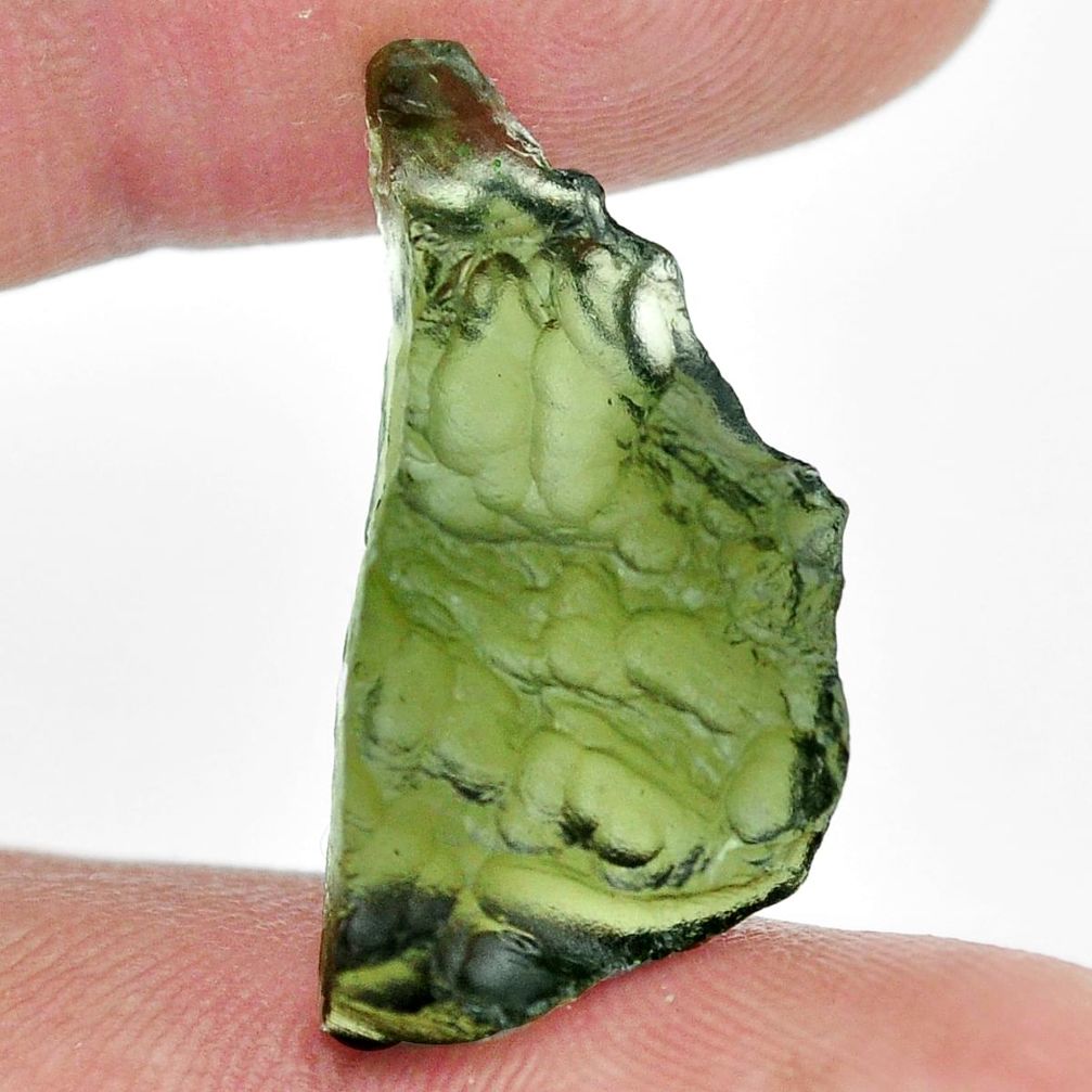 Natural 14.45cts moldavite green rough 25.5x12 mm fancy loose gemstone s13644