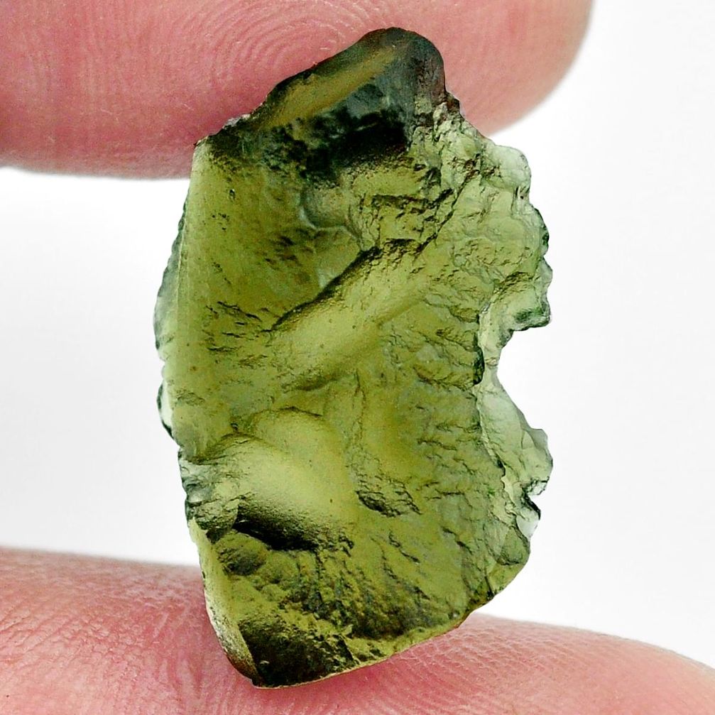 Natural 15.10cts moldavite green rough 26x16 mm fancy loose gemstone s13660