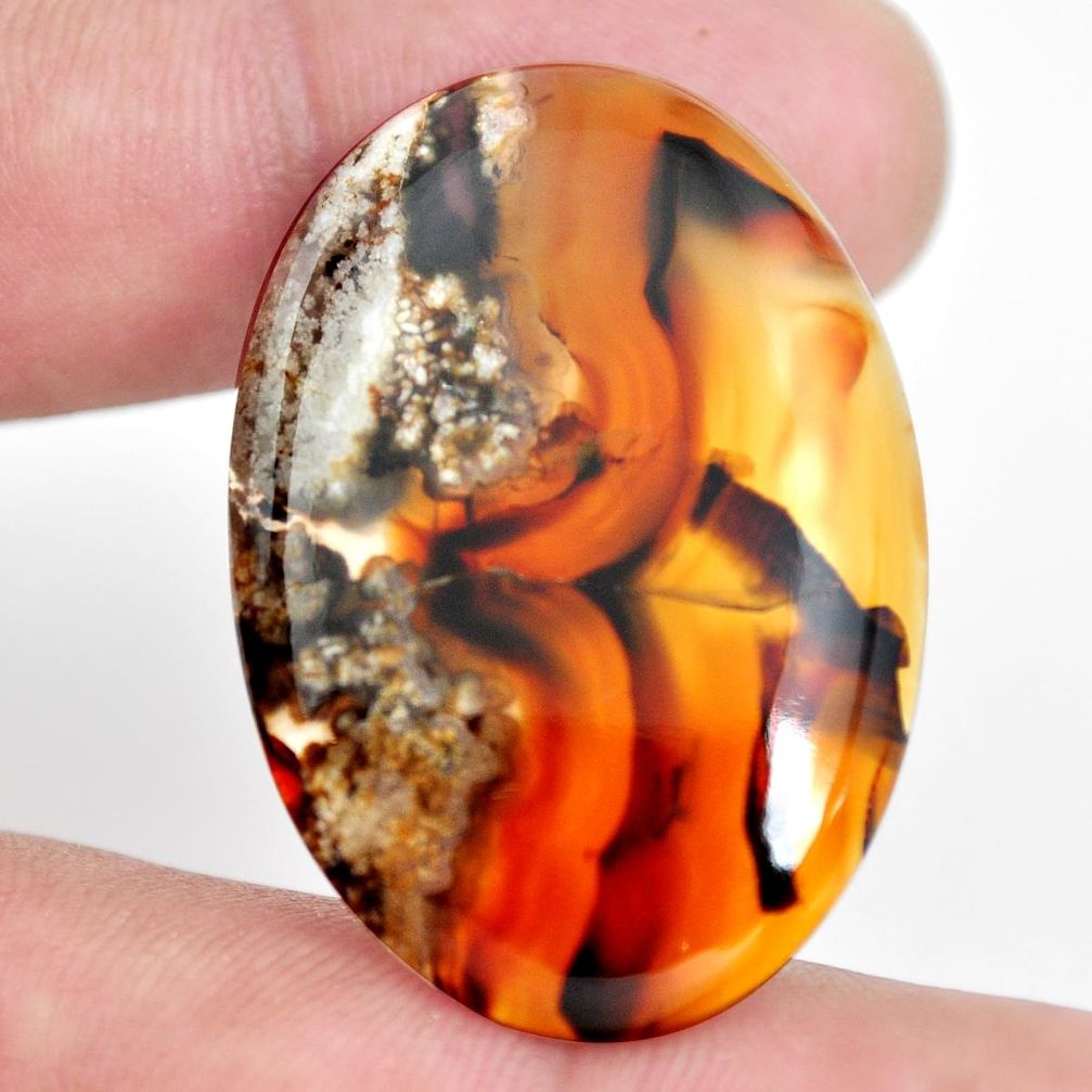 Natural 31.15cts montana agate brown cabochon 36x25 mm loose gemstone s11087