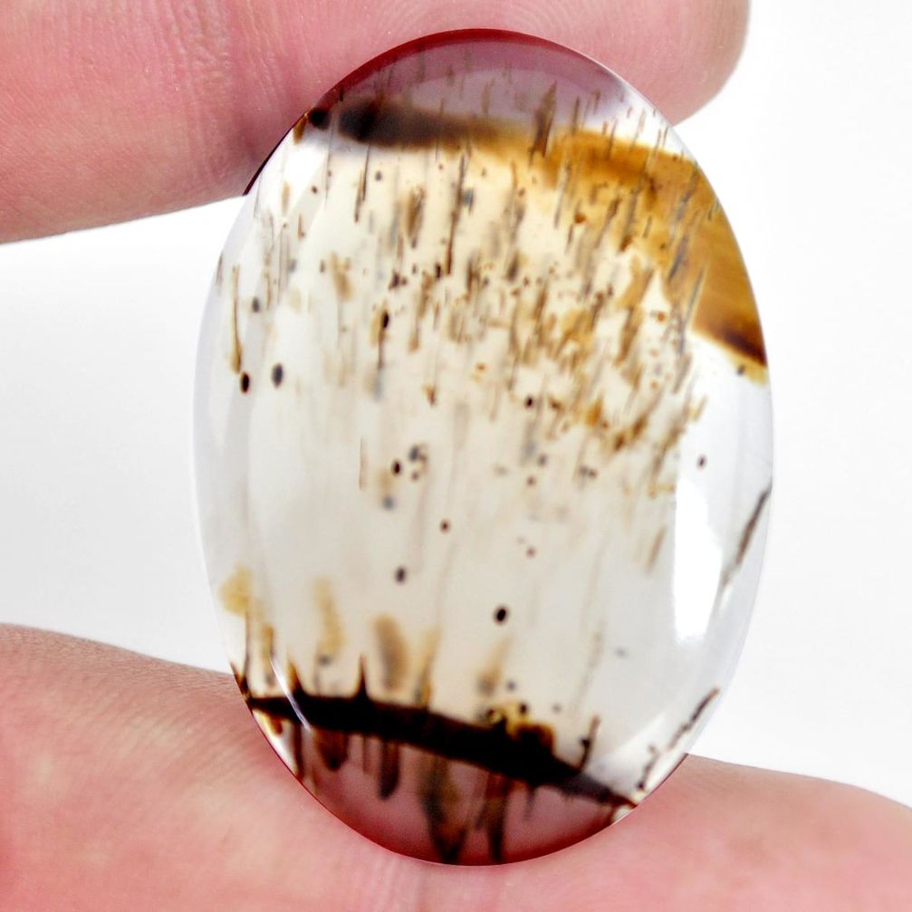 Natural 33.45cts montana agate brown cabochon 38.5x26 mm loose gemstone s11086