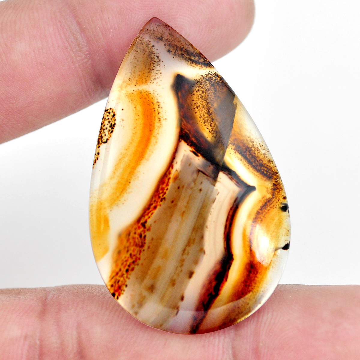 Xuanhua discount Agate 31.30 ct Oval Cabochon 34.90 x 26.00 x 3.90 mm z628 Yellow Brown Gemstone Loose Gem Stone Smooth Cab Rare