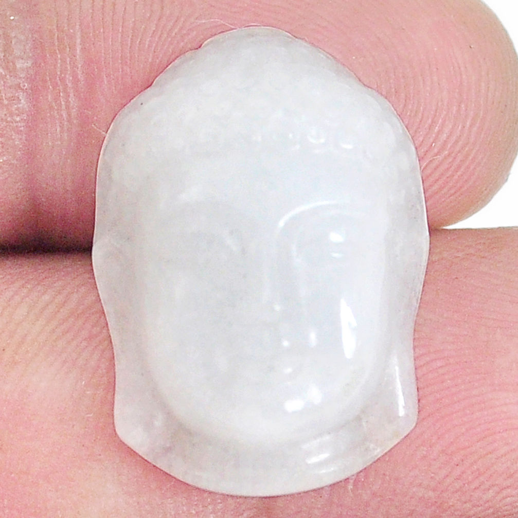 Natural 19.45cts moonstone rainbow 22x13.5 mm buddha face loose gemstone s10118