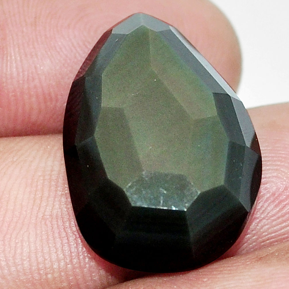 Natural 18.45cts obsidian eye rainbow cabochon 23.5x16 mm loose gemstone s9934