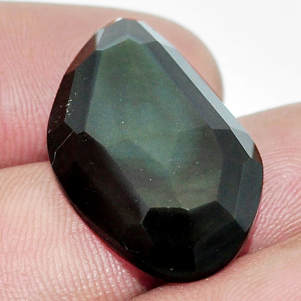 Natural 18.45cts obsidian eye rainbow cabochon 26x16 mm loose gemstone s9937