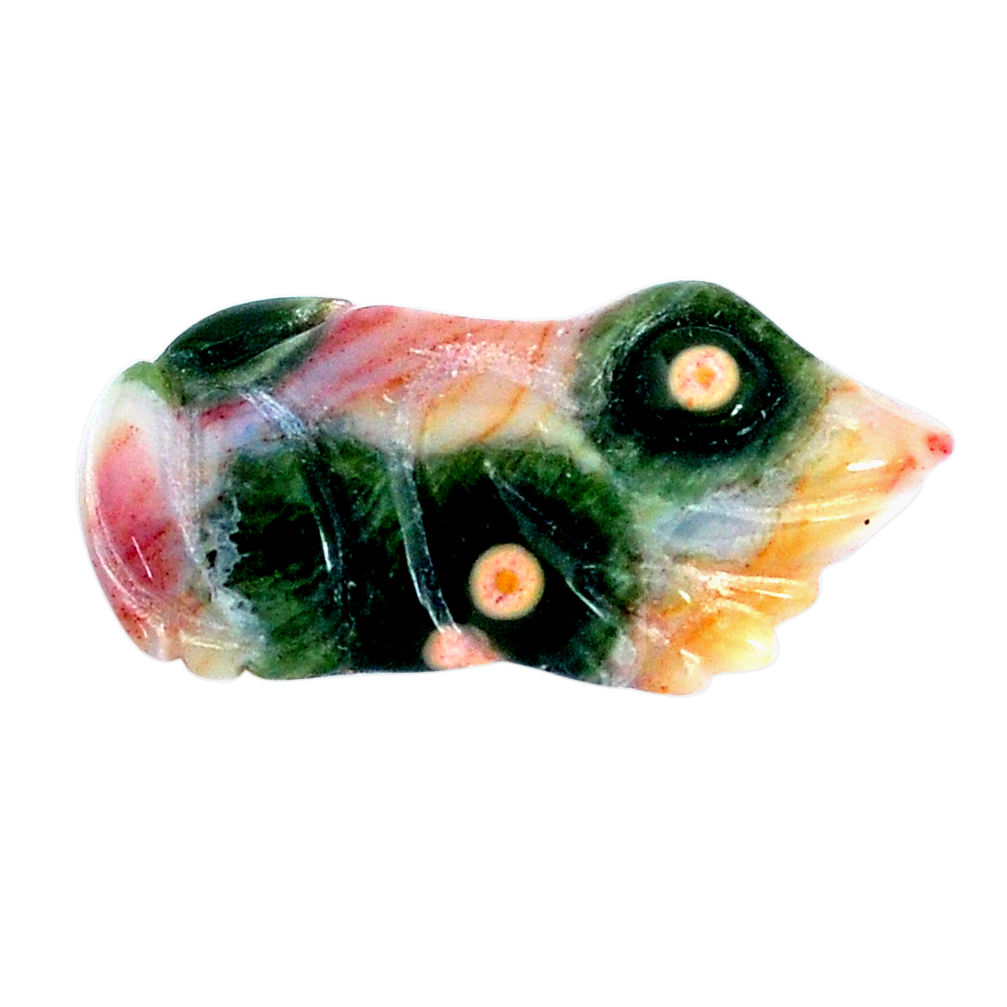Natural 14.30cts ocean sea jasper carving 27x13.5 mm frog loose gemstone s10144
