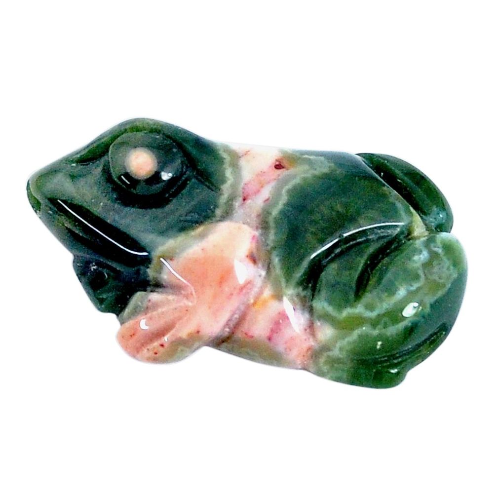 Natural 19.45cts ocean sea jasper carving 27x15 mm frog loose gemstone s10145