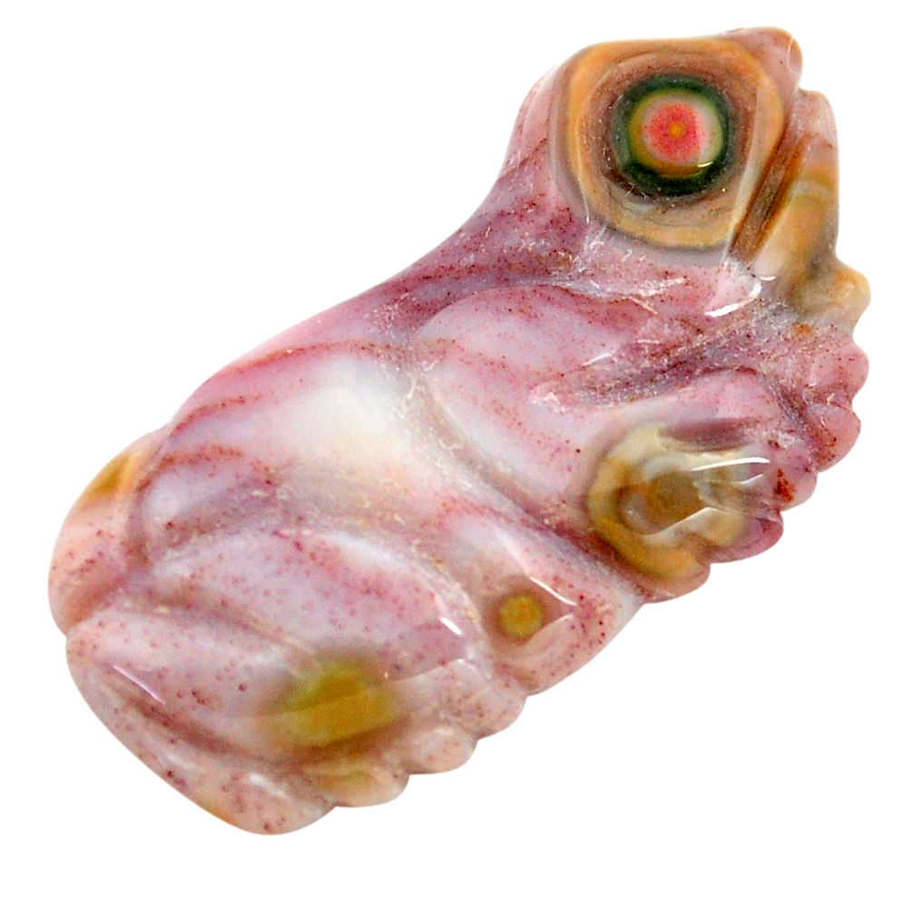 Natural 11.30cts ocean sea jasper carving 28.5x14 mm frog loose gemstone s13351