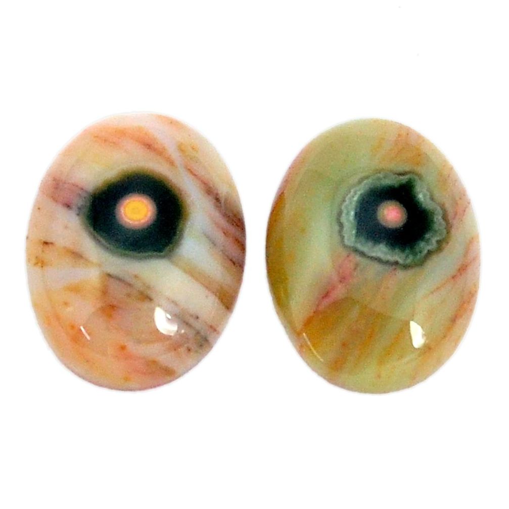 Natural 18.45cts ocean sea jasper pair 18x13mm oval loose gemstone s10266