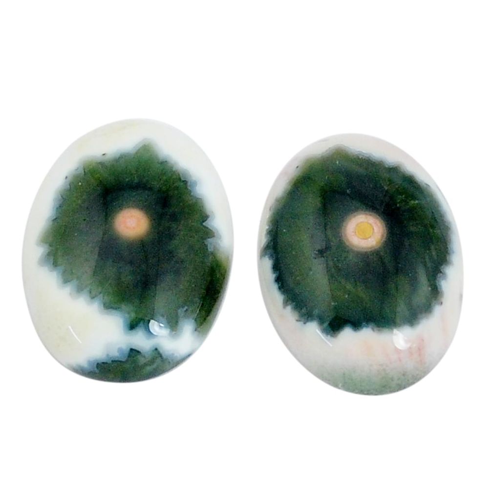 Natural 19.45cts ocean sea jasper pair 18x13mm oval loose gemstone s10268