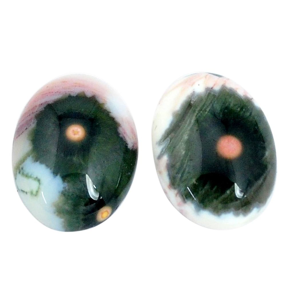 Natural 20.10cts ocean sea jasper pair 18x13mm oval loose gemstone s10272