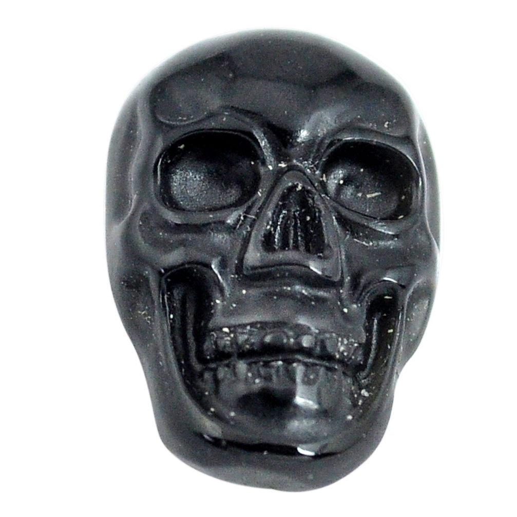 Natural 5.30cts onyx black carving 18x12 mm fancy skull loose gemstone s13296