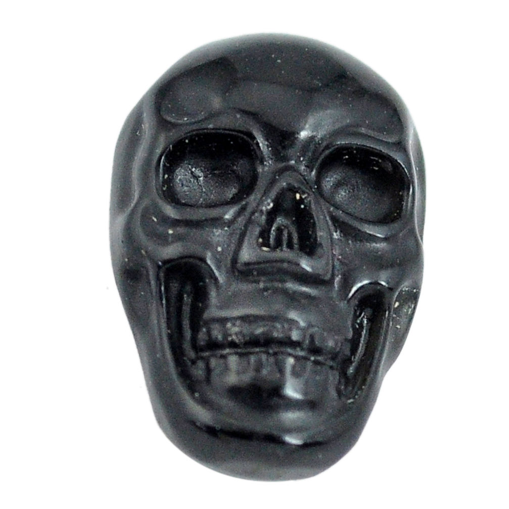 Natural 6.35cts onyx black carving 18x12 mm fancy skull loose gemstone s13298