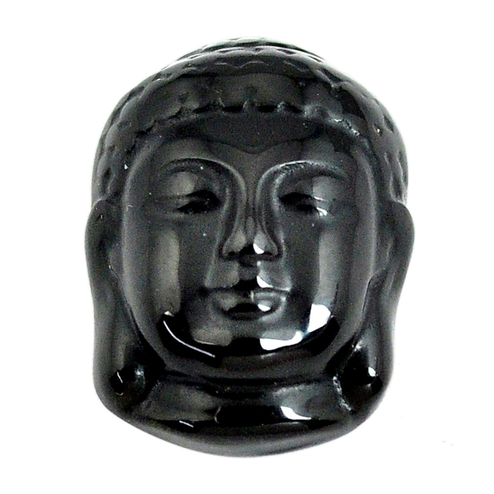 Natural 13.45cts onyx black carving 20.5x15 mm buddha face loose gemstone s13251