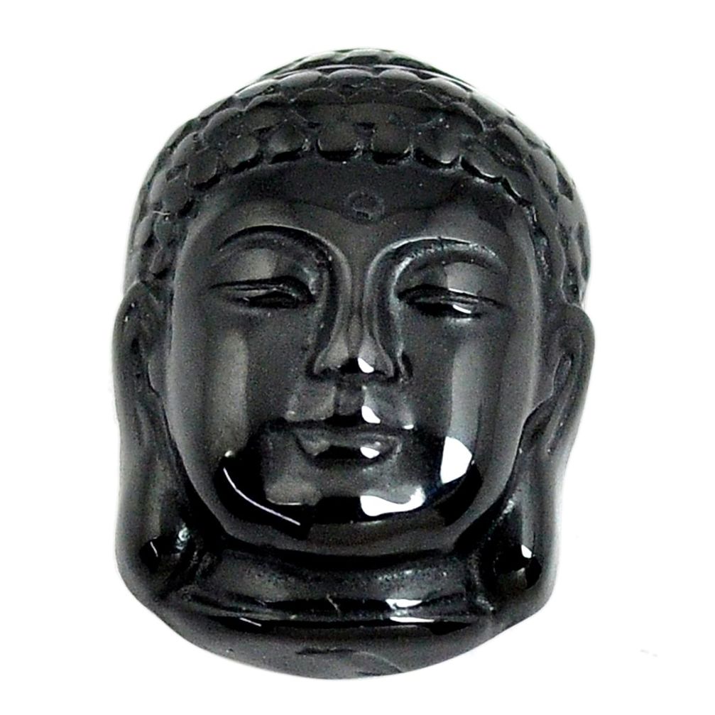 Natural 11.45cts onyx black carving 20.5x15 mm buddha face loose gemstone s13252