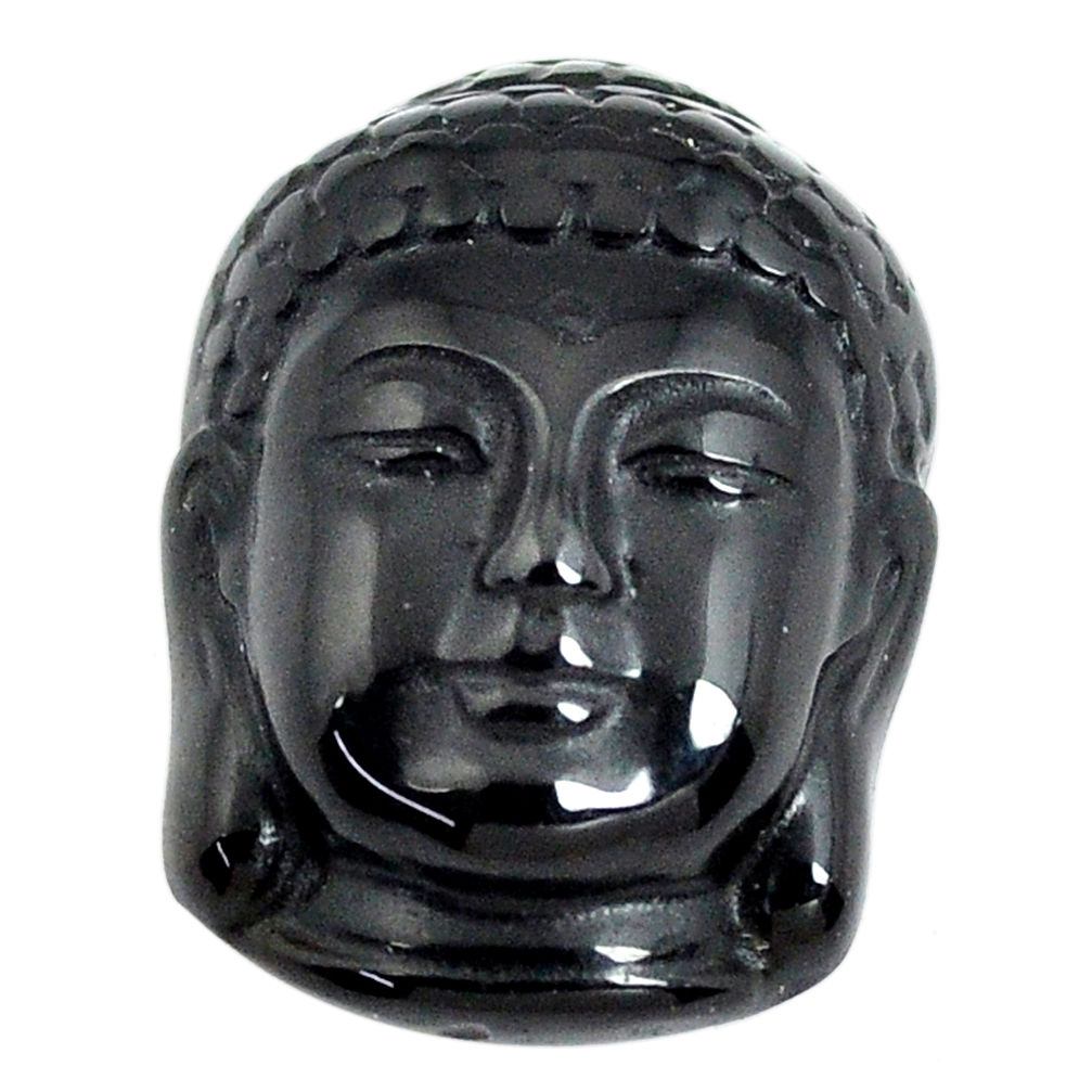 Natural 14.45cts onyx black carving 20.5x15 mm buddha face loose gemstone s13253