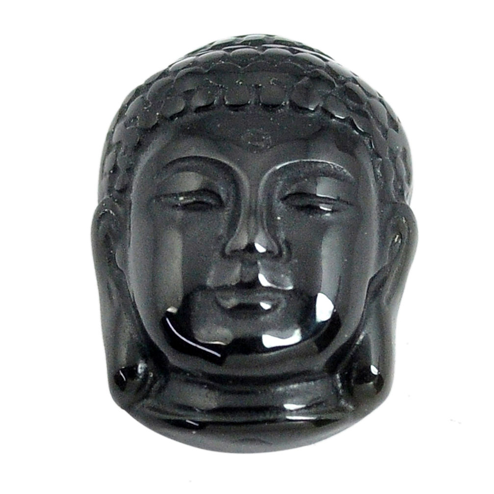 Natural 13.45cts onyx black carving 20x14 mm buddha face loose gemstone s13250