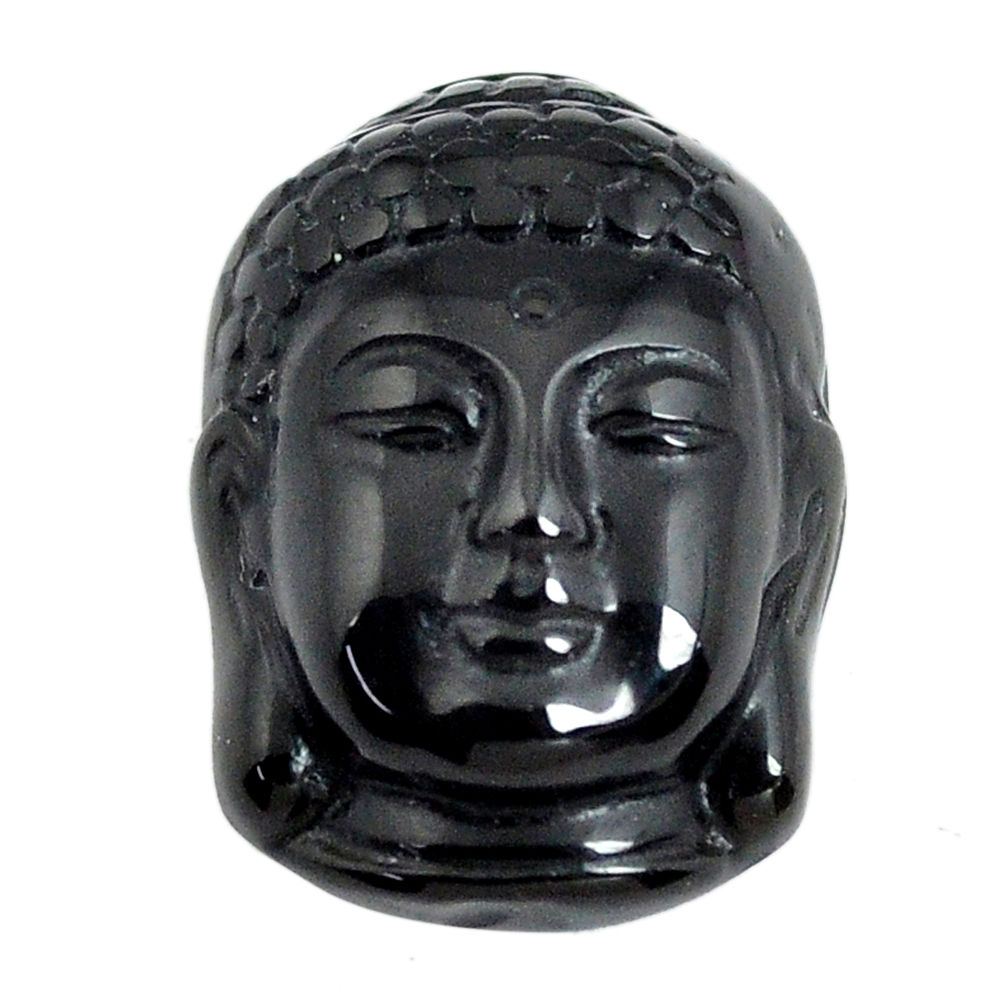 Natural 12.35cts onyx black carving 20x15 mm buddha face loose gemstone s13247