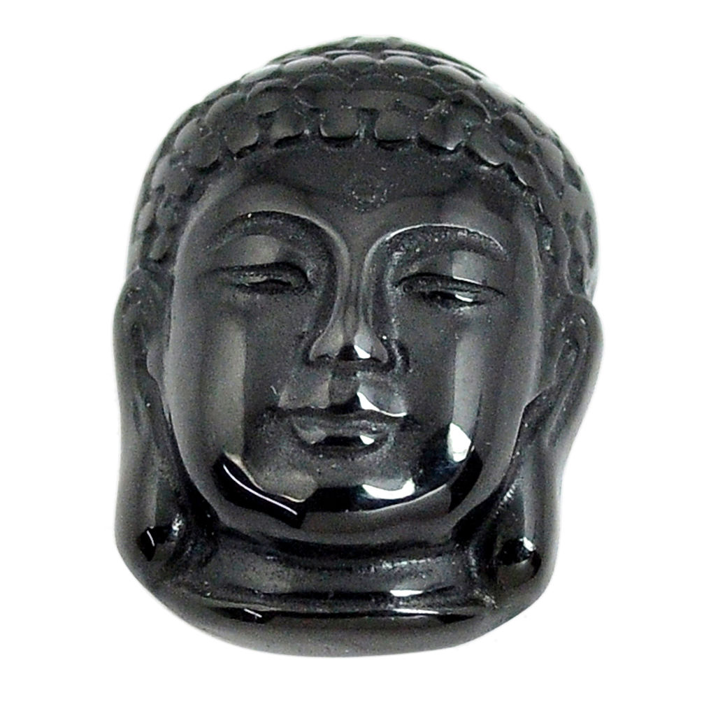 Natural 13.45cts onyx black carving 20x15 mm buddha face loose gemstone s13254