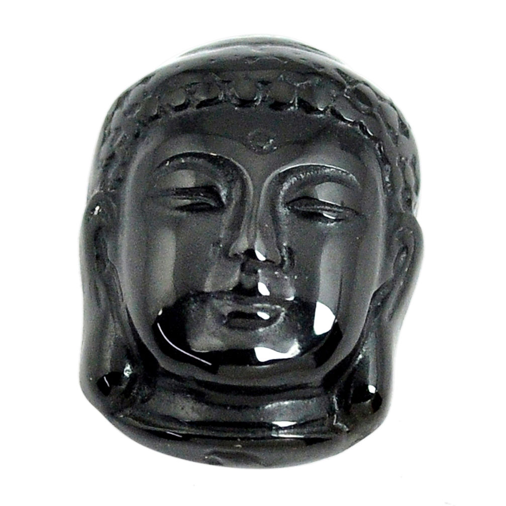 Natural 13.45cts onyx black carving 20x15 mm buddha face loose gemstone s13255