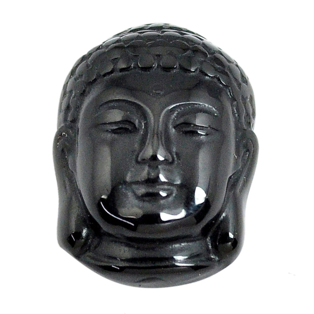 Natural 14.45cts onyx black carving 21x15 mm buddha face loose gemstone s13248