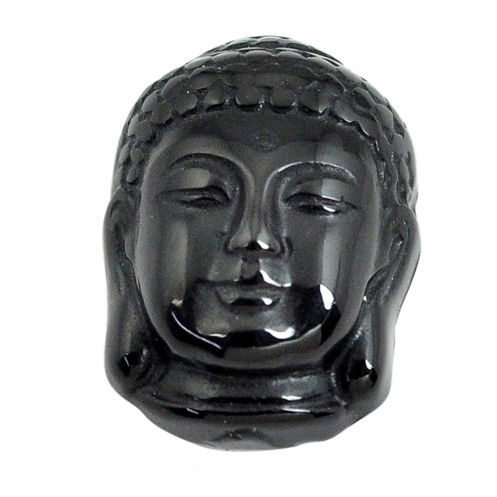 Natural 1.45cts onyx black carving 21x15 mm buddha loose gemstone s13249