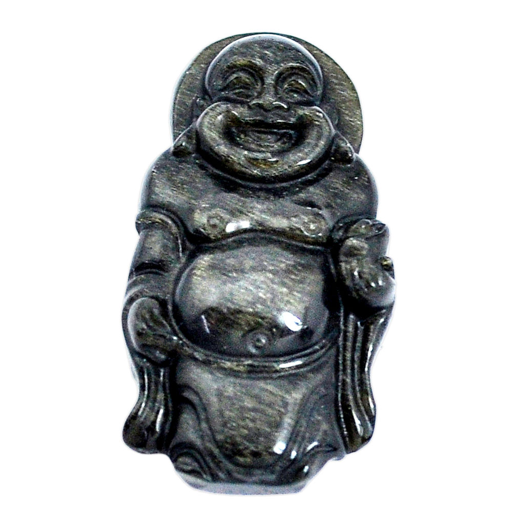 Natural 24.35cts onyx carving 32.5x17.5 mm laughing buddha loose gemstone s10123