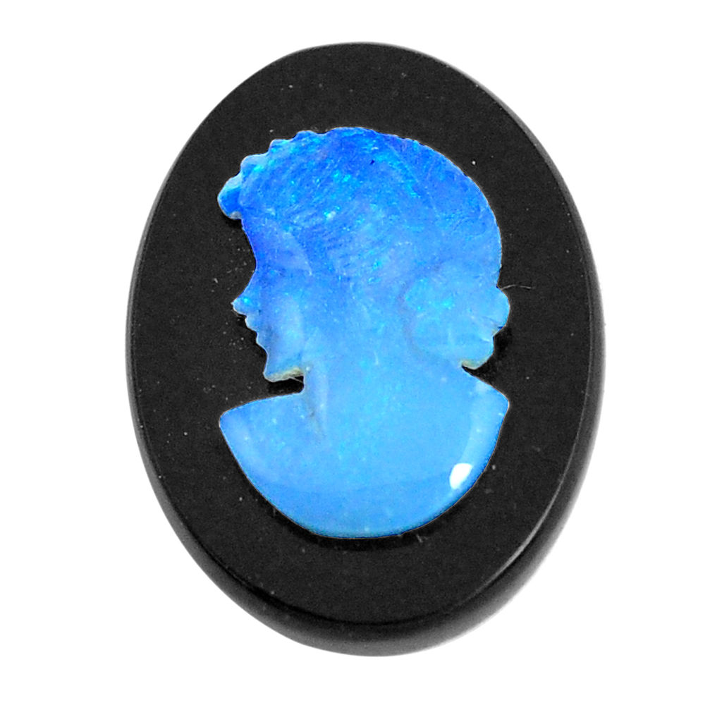 Natural 9.45cts opal cameo on black onyx black 20x15 mm loose gemstone s12201