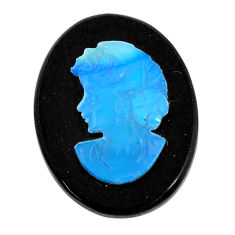 Natural 7.35cts opal cameo on black onyx black 20x15 mm loose gemstone s12202