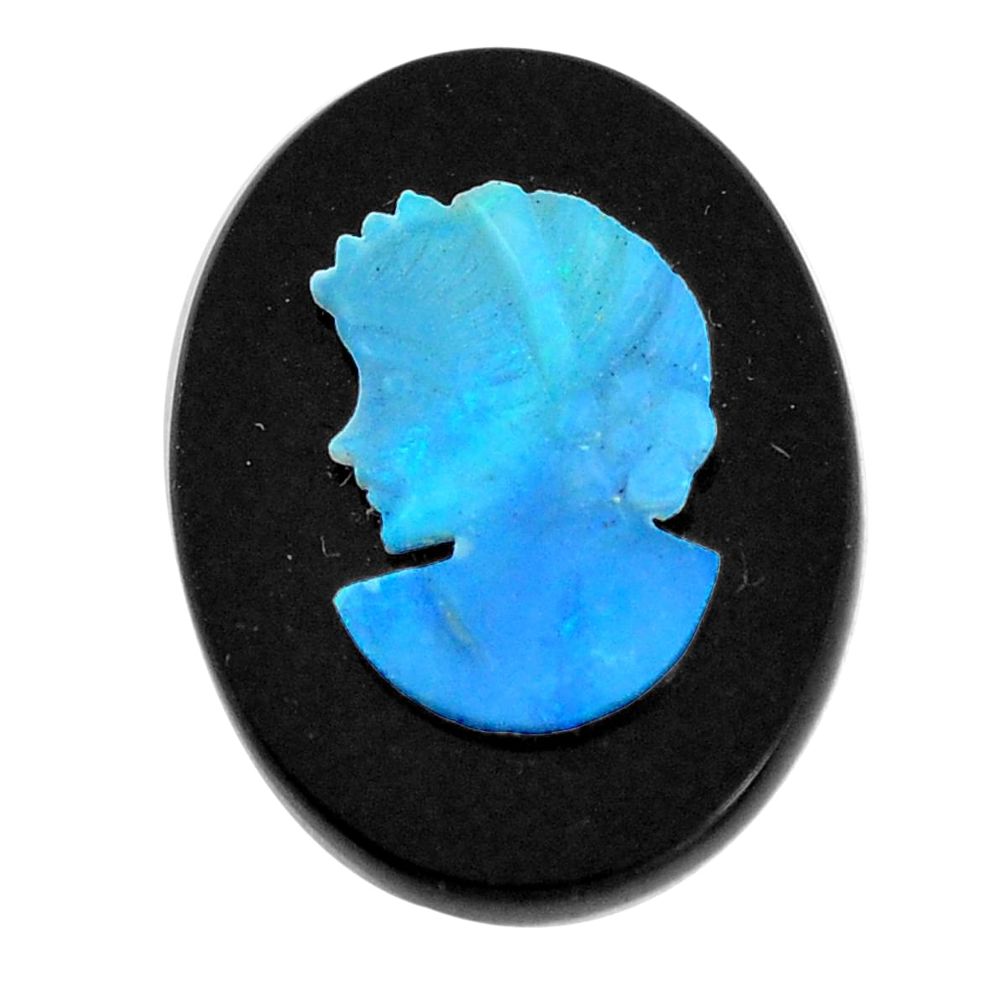 Natural 7.35cts opal cameo on black onyx black 20x15 mm loose gemstone s12203