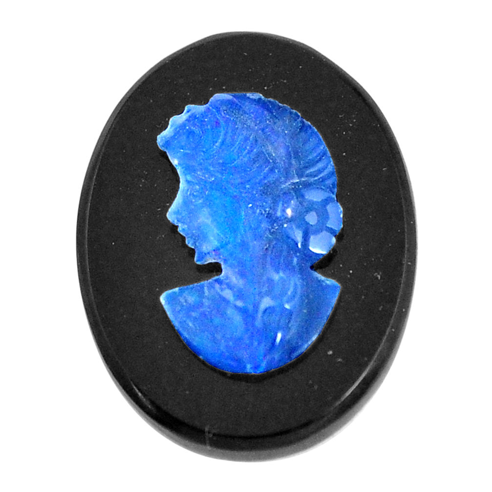 Natural 7.40cts opal cameo on black onyx black 20x15 mm loose gemstone s12213