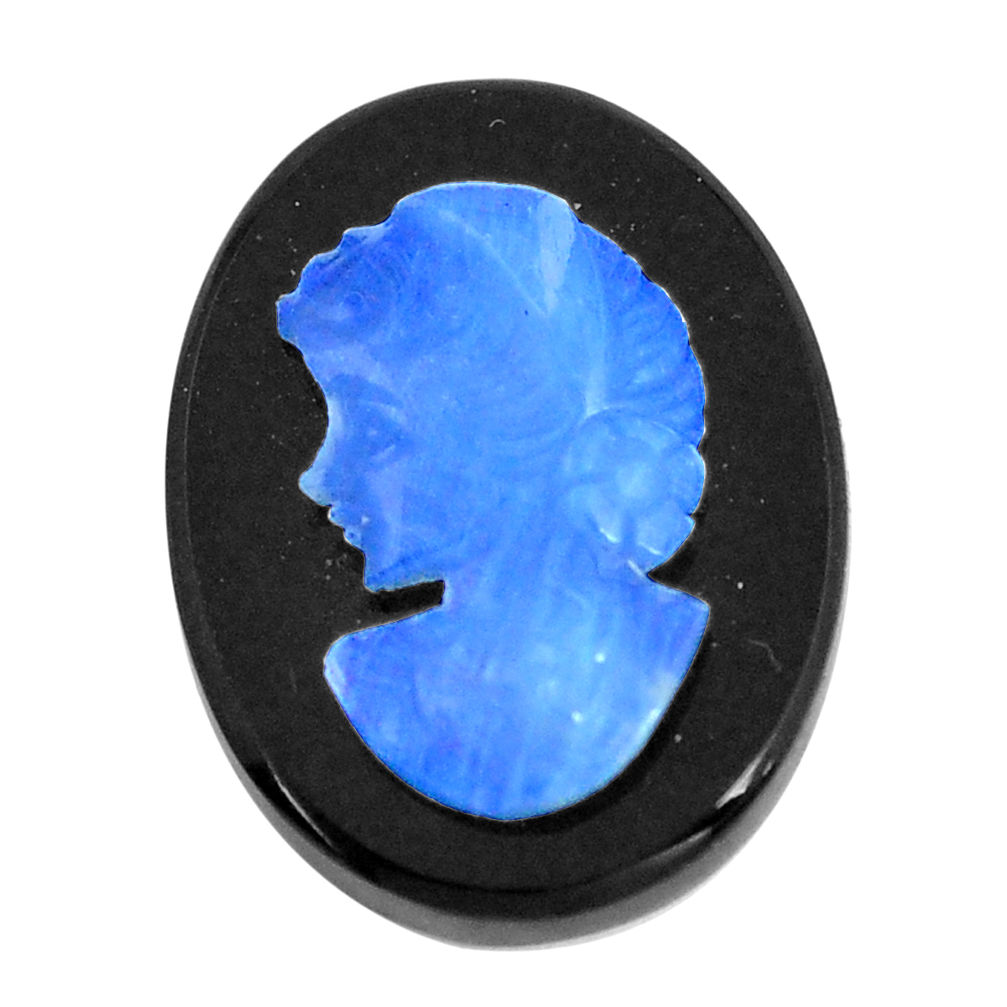 Natural 9.45cts opal cameo on black onyx black 20x15 mm loose gemstone s12214