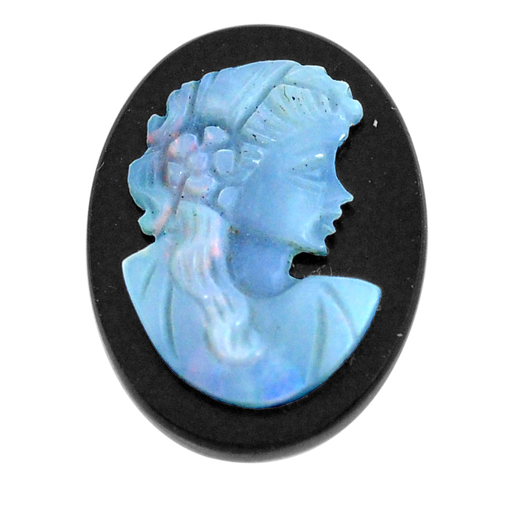 Natural 8.25cts opal cameo on black onyx black 20x15 mm loose gemstone s12215