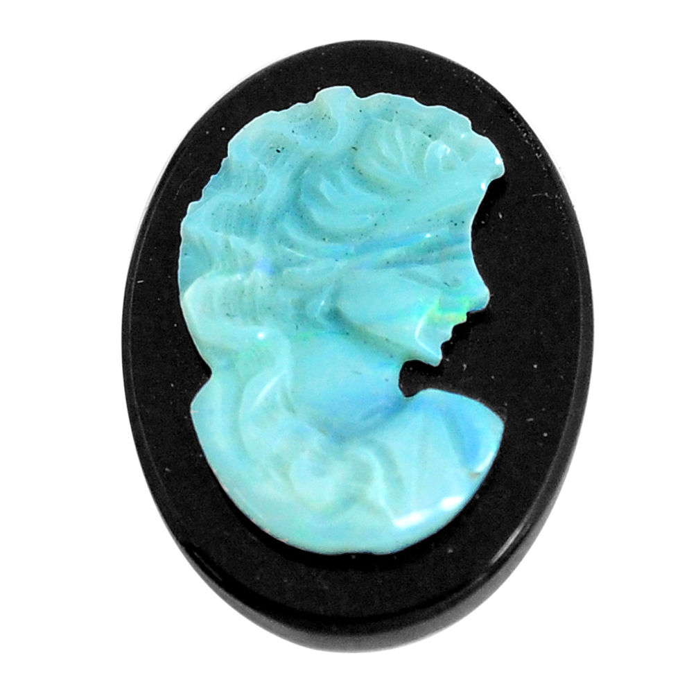 Natural 8.10cts opal cameo on black onyx black 20x15 mm loose gemstone s12216