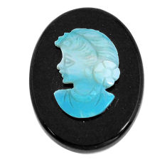 Natural 7.15cts opal cameo on black onyx black 20x15 mm loose gemstone s12217