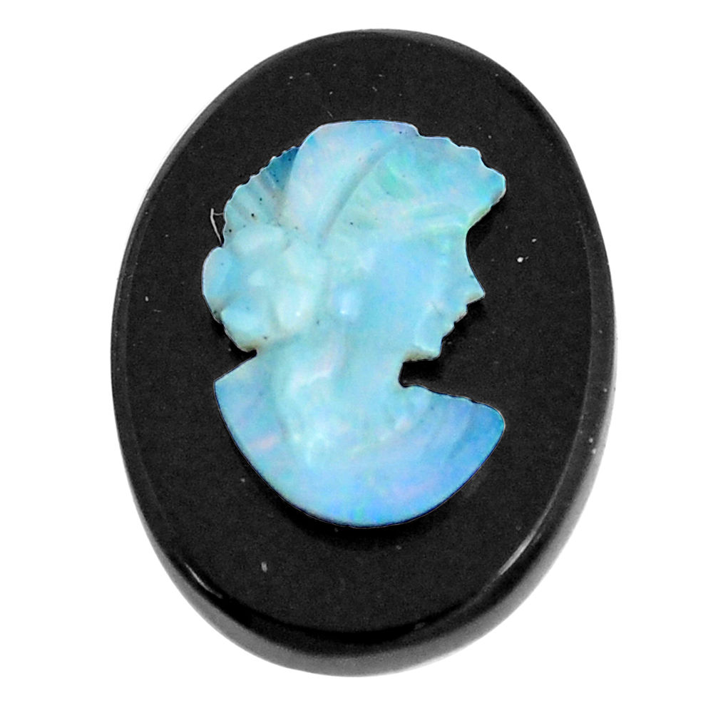 Natural 9.45cts opal cameo on black onyx black 20x15 mm loose gemstone s12218